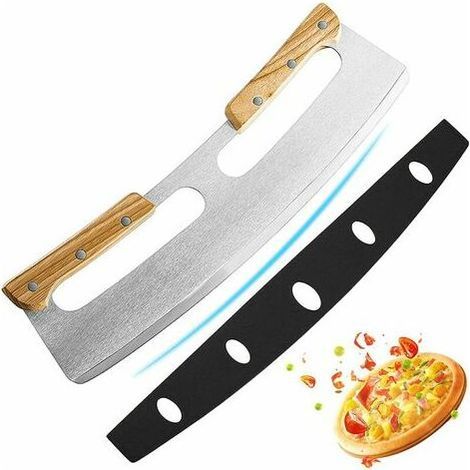 BRAVIX Coupe Pizza, Couteau à Pizza en Acier Inoxydable 35 avec Manche en Bois,Coupe-pizza Professionnel Avec Manche En Bois Massif CHAM (1/5)