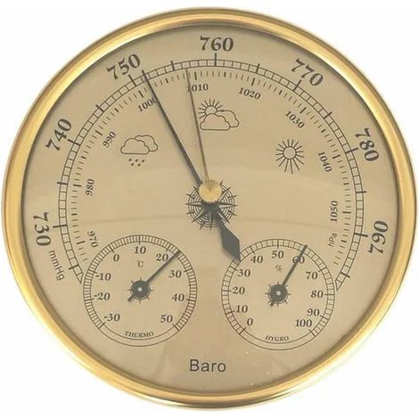 Baromètre thermomètre hygromètre 3 en 1, instrument météo mural classique pour maison, bureau, sauna et intérieur （130MM） (1/5)