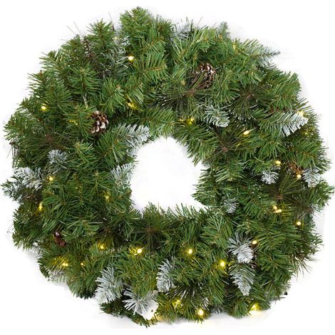 Corona di Natale Artificiale 162 Aghi 50 LED Verde