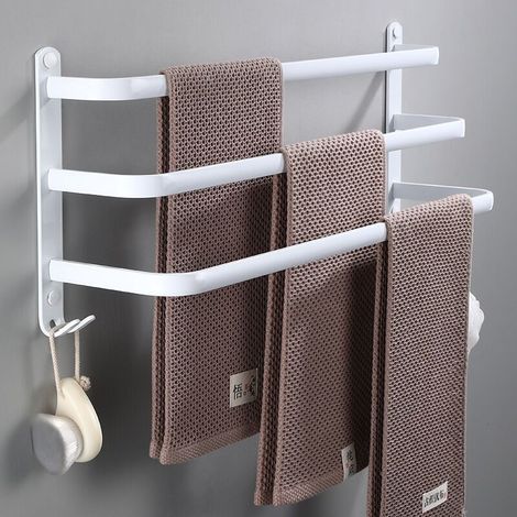 – Porte-serviettes mural 50 cm – Aluminium résistant à la corrosion – Installation facile avec vis incluses – Pour salle de bain et cuisine (1/5)