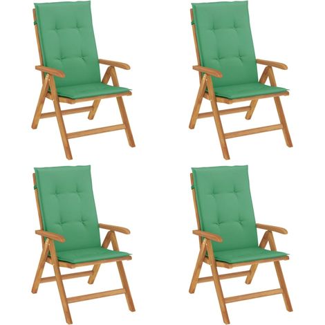 Maison Exclusive - Sillas de jardín reclinables y cojines 4 uds madera maciza teca (1/5)