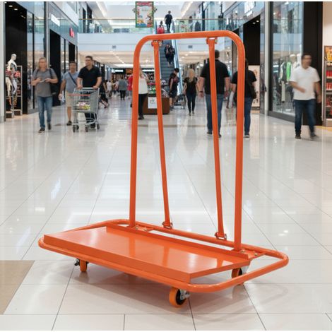 Chariot porte-plaques 116x57x114 cm en acier orange, facile à monter pour chantier FloraGrace (1/5)