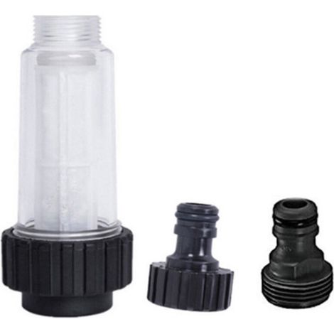 Filtro de agua para hidrolimpiadoras Conexión 3/4" con 2 racores rápidos Filtro de arena para bombas de agua Compatible con Kärcher K2-K7 para bombas de jardín.