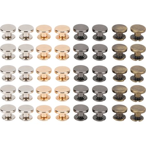 40 Vis Chicago Métal 9x5mm Tête Plate 4 Couleurs pour Sacs à Main Ceintures Chaussures Vêtements DIY (1/5)