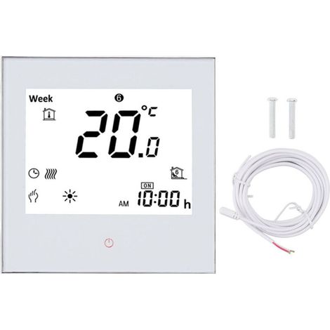 Thermostat de chauffage électrique Programmable, écran tactile LCD, contrôleur de température PC et ABS pour la maison, blanc, AC 95-240V (1/5)
