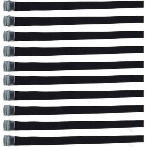 Lot de 10 sangles d'arrimage en alliage de zinc avec boucle à pression, résistantes à la saleté et en nylon, pour bagages et marchandises. (1/5)