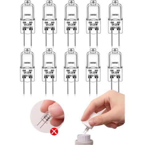 Ampoule halogène g4 (10 pièces) 12V 20W ampoules halogènes Lumière Pour remplacer les lustres en cristal, les enseignes lumineuses, les éclairages de cuisine, etc. (1/5)
