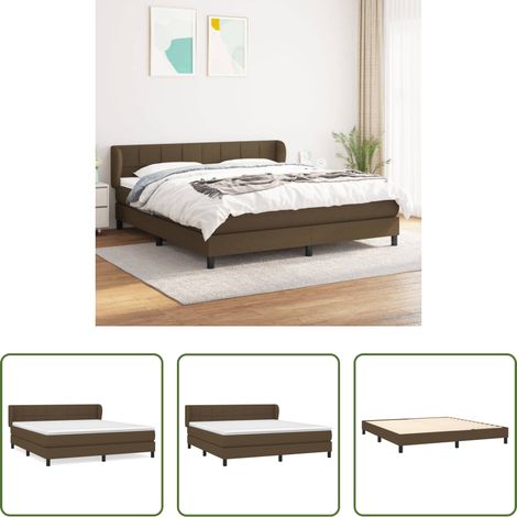 Matelas à ressorts ensachés - Sommier à lattes de lit avec matelas Marron foncé 160x200 cm (1/5)