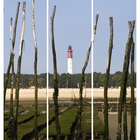 Triptyque sur toile phare Cap Ferret 90x97 cm (1/4)