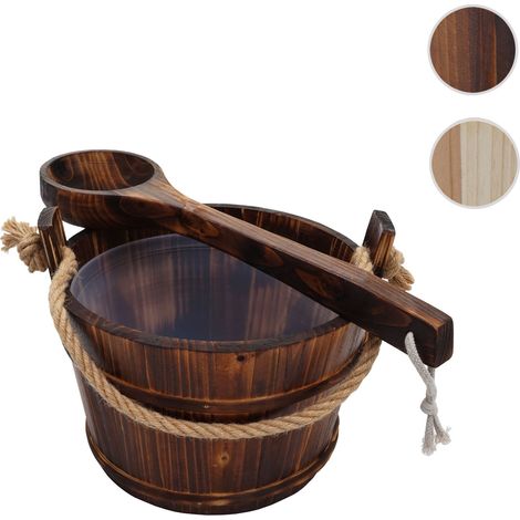 Seau pour sauna avec louche HWC-B26, accessoires pour sauna, pin 3,5 l