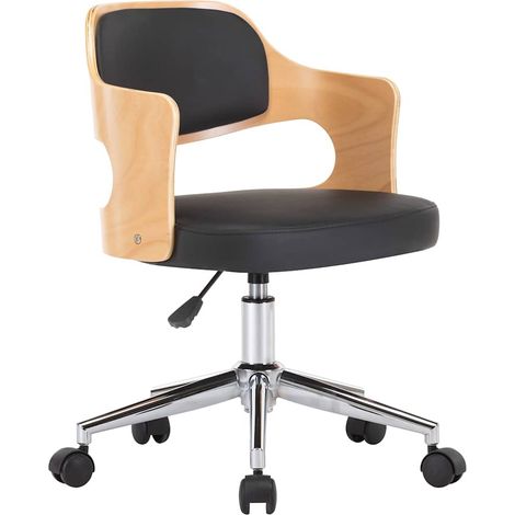 Maison Exclusive - Chaise pivotante à manger Noir Bois courbé et similicuir (1/5)
