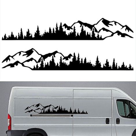 Lot de 2 autocollants décoratifs en vinyle pour voiture, camion, porte ou carrosserie, motif montagne et forêt (1/5)