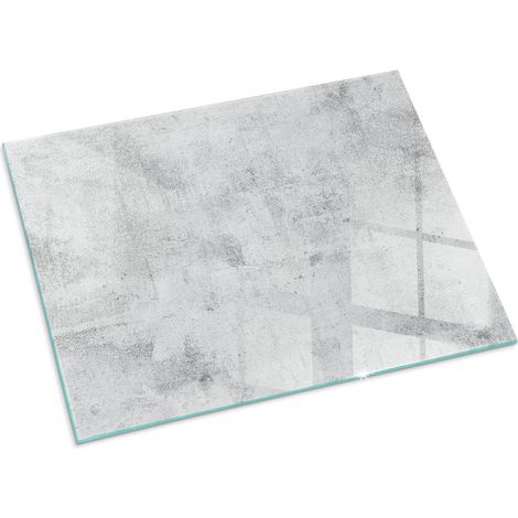 Base décorative Plaque Rectangulaire en verre trempé de sol avec impression moderne sous cheminée Texture béton brut 80x60 cm (1/5)