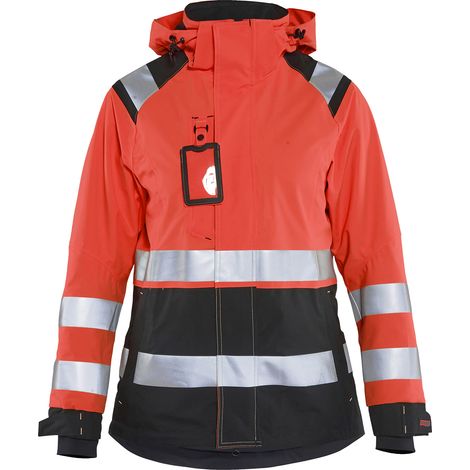 Veste de travail hardshell haute visibilité femme 4904 - Rouge fluo/Noir XS