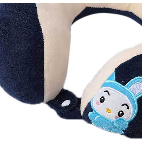 Coussin cervical en forme de U, oreiller de voyage portable pour voiture et bureau, avec broderie de lapin double, protection du cou pour sieste au travail. (1/3)