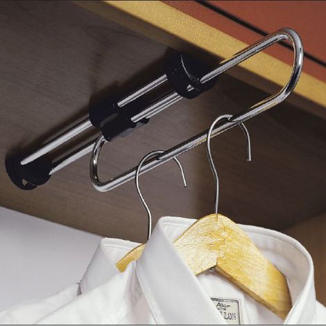Garderobenauszug Kleiderstange Kleiderlüfter Bügelhalter Chrom glänzend 45cm (1/2)