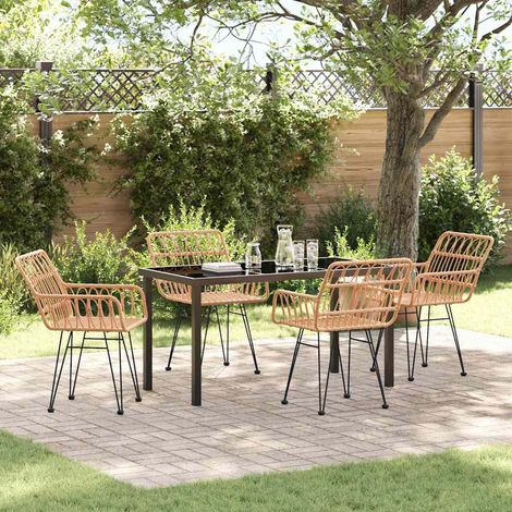 Garten Essgruppe 5 pcs Braun Pulverbeschichteter Stahl (1/5)