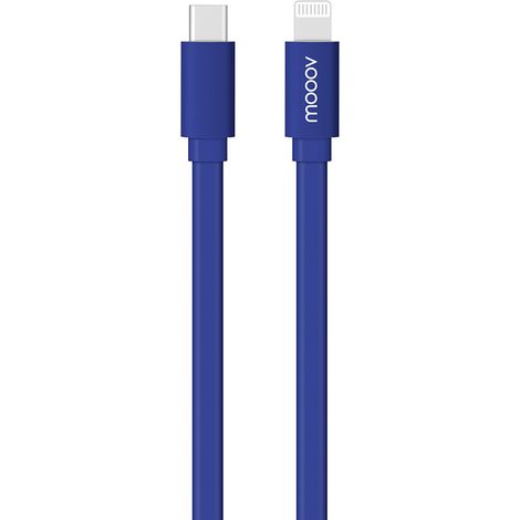 Câble MFI / USB-C plat pour iPhone iPad 1 m - bleu nuit (1/3)