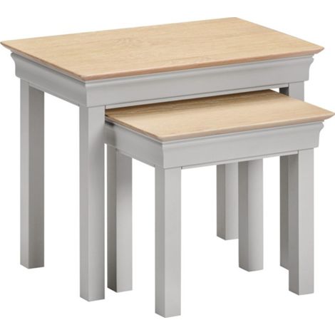 Bordeaux Nest of 2 Tables - Pebble Grey/Oak