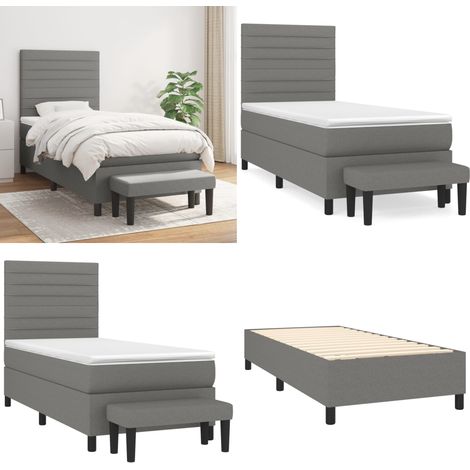 Boxspringbett mit Matratze Dunkelgrau 90x200 cm Stoff - Boxspringbett - Doppelbett - Bettenrahmen - Bettmatratze - Matratzenauflage - Home & Living (1/5)