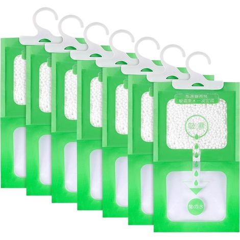 Lot de 7 Sacs déshumidificateurs à suspendre, Design visible, Absorption rapide, Pour garde-robe et garage (1/5)