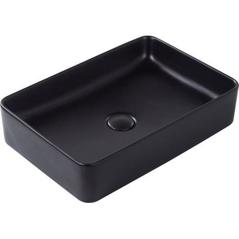Lavabo bagno classico rettangolare in ceramica finitura opaca 510 x 340 mm Nero Chivana