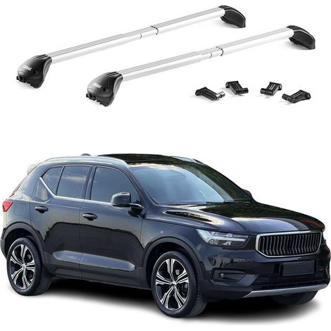 OMAC Barres de toit transversales certifiées TÜV pour Volvo XC40 2018-2026 – Verrouillables (4 antivols) – Charge max 100 kg – Fixation durable Argent (1/5)