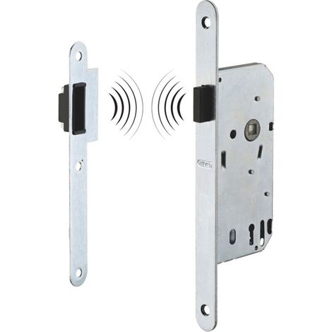 Serrure magnétique encastrée pour porte intérieure – Axe 40mm – Bec de cane sans clé – Finition fer satiné – Têtière à bouts ronds (1/5)