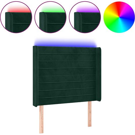 Testiera Testata del letto a LED Verde Scuro 83x16x118/128 cm in Velluto (1/5)