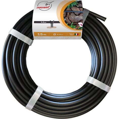 Tuyau Micro Conduit Jardibric Ø 4 x 6 mm 1,6 Bars 15m Débit de 60L/h à 1,2 Bars de Pression