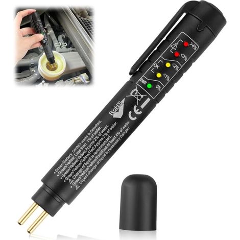 Testeur de Liquide de Frein pour Voiture, 5 LED Indicateurs Peut Test DOT3 DOT4 DOT5, Universel Stylo Detecteur Humidité Liquide Automobile Testeur (1/5)