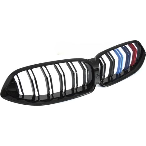 Grille de calandre avant BMW Serie 8 G14 / G15 de 2018 a 2022 Noir brillant + Tricolore-42674476 (1/3)
