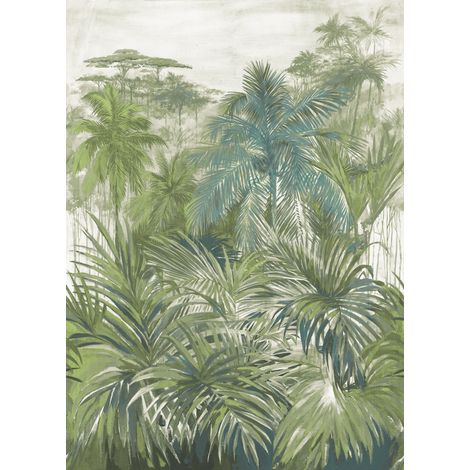 papier peint panoramique jungle vert grisé  - Sanders & Sanders (1/2)