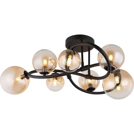 Globo - plafón - Tuberius - latón negro - vidrio metal - Ø 62cm - (1/3)