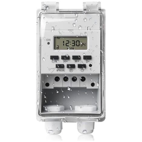 Interrupteur à relais temporel programmable 220 V 10 A - Minuterie numérique LCD avec couvercle transparent étanche - Minuterie numérique intelligente - Minuterie murale (1/5)