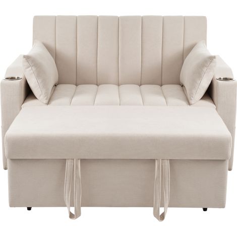 Modernes Multifunktionssofa, Schlafsofa, Schlafcouch mit Schlaffunktion, Doppelsofa mit verstellbarer Rückenlehne, mit Getränkehalter und Kissen, geeignet für Wohnzimmer, Schlafzimmer, Wohnung usw. (1/5)