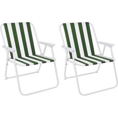 2er Set Campingstuhl Grün/Weiß gestreift-MPO2600GW-2 (1/2)