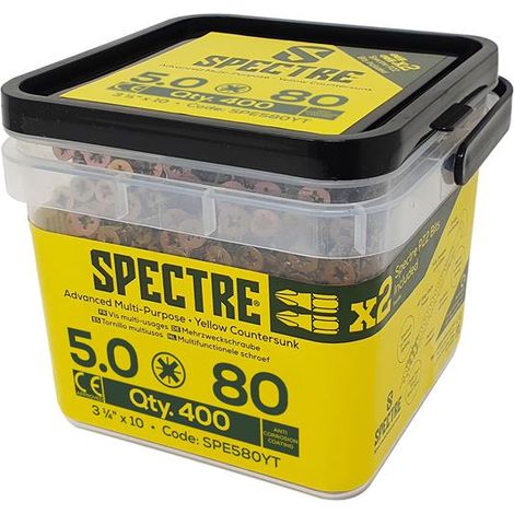 ForgeFix Spectre™ PZ Compatible Wood Screw CSK ZYP 5.0 x 80mm Tub 400