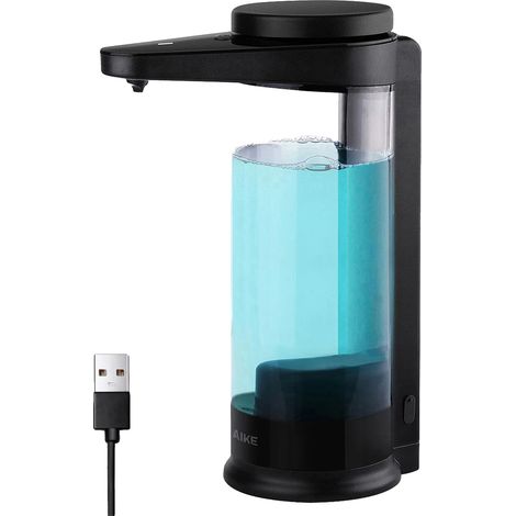 Dispensador de jabón líquido, recargable por USB, dosificación ajustable, líquido negro, sí (1/2)
