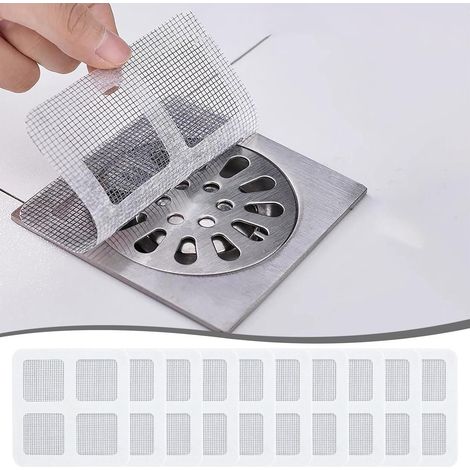 Lot de 10 filtres adhésifs pour siphon de sol, filtre pour siphon de salle de bain, crépine pour lavabo (1010cm) (1/5)