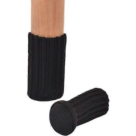 Ensemble de 24 housses tricotées pour pieds de chaises et de tables, noires. (1/5)