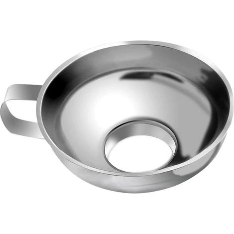 Marmeladentrichter mit breiter Öffnung aus Edelstahl mit Griff zum Umfüllen von Flüssigkeiten, trockenen Zutaten und Pulver, Silber (L) (1/5)