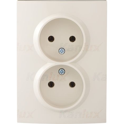 Enchufe doble sin toma de tierra, troncos color crema completos Kanlux 25155 (1/2)