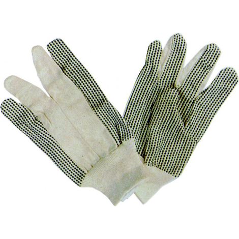 Guanti in cotone puntinati con polsino taglia 10
