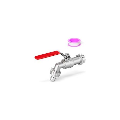 Robinet à bille en acier inoxydable, robinet d'arrêt extérieur pour tuyau d'arrosage mâle 3/4" BSP pour eau, huile et gaz 1000WOG (1/5)