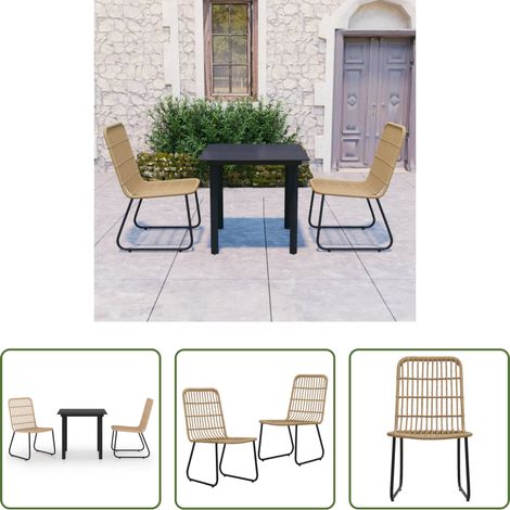 vidaXL Salle à manger extérieure - Ensemble à manger d'extérieur 3 pcs résine tressée et verre (1/5)