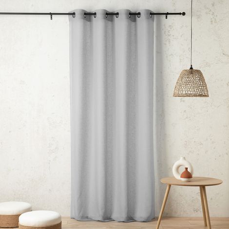 Voilage uni et tamisant en poly/lin Gris Perle 150x240 cm