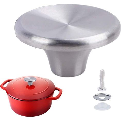 1 - Poignée de casserole - Bouton de remplacement - Acier inoxydable - Résistant à la chaleur - Pour cocotte en fonte émaillée - Argent - 5,2x2,6cm (1/5)