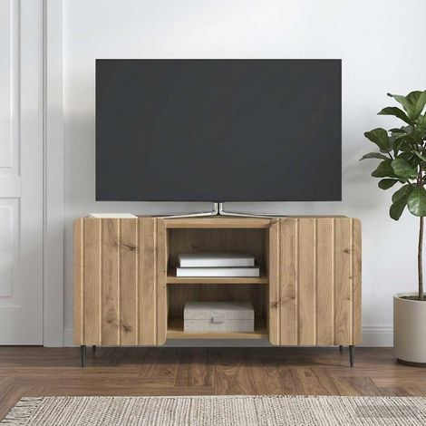Beyamis Meuble TV 102 x 34,5 x 52 cm en chêne massif contrecollé. (1/5)