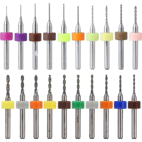 20 Stück 0,1–1,0 mm, 1,1–2,0 mm PCB-Leiterplatte, Wolframkarbid-Mikrobohrer, Mini-Spiralbohrer-Set, Gravur, Metallurgie für Schmuck, CNC-Gravur FLITI (1/4)
